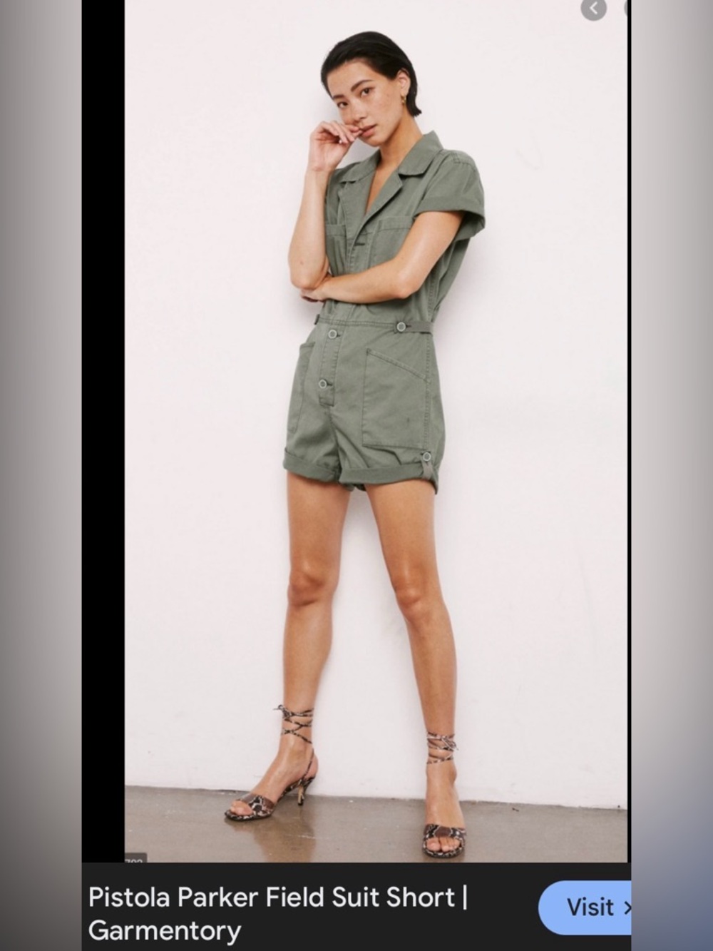 pistola Olive Green Utility Short Romper